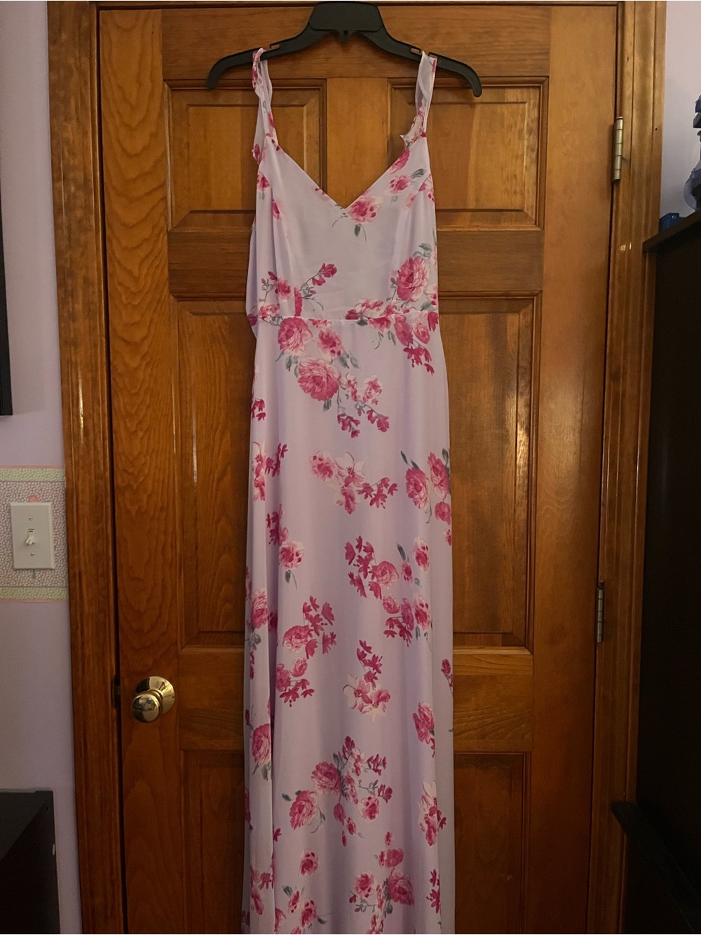 Lulus Medium Lilac Floral Maxi Dress with Pink Rose Print